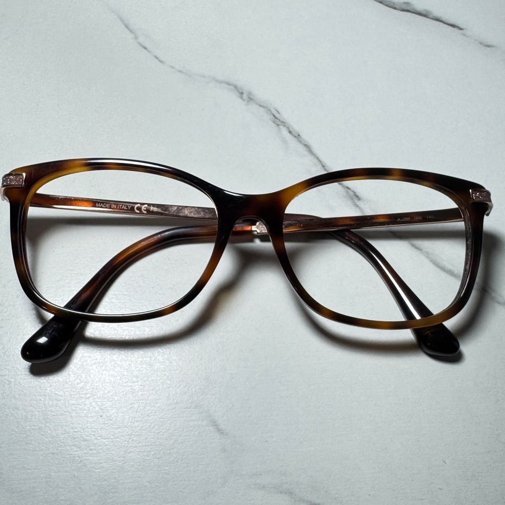 Jimmy Choo JC269 086 Dark Havana Tortoise Rose Gold Glitter Eyeglass Frames 145
